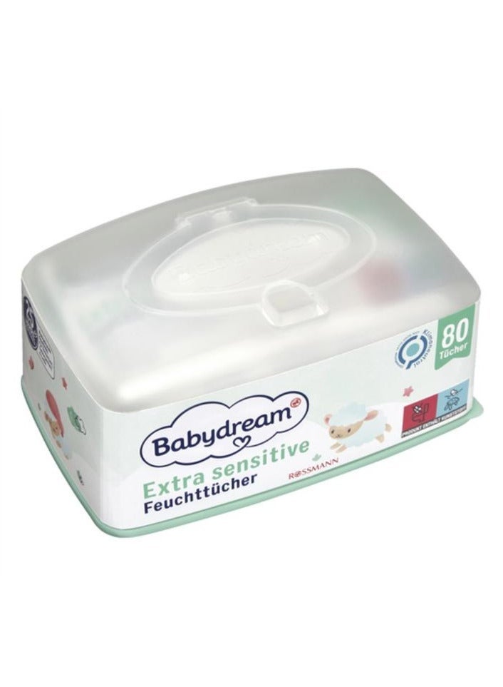 ROSSMANN German Brand Wipes , BabyDream Baby Wipes Box, 80 pieces, for sensitive skin, gentle cleaning, without perfume, with Aloe Vera & Allantoin, Wet wipes - Image 3